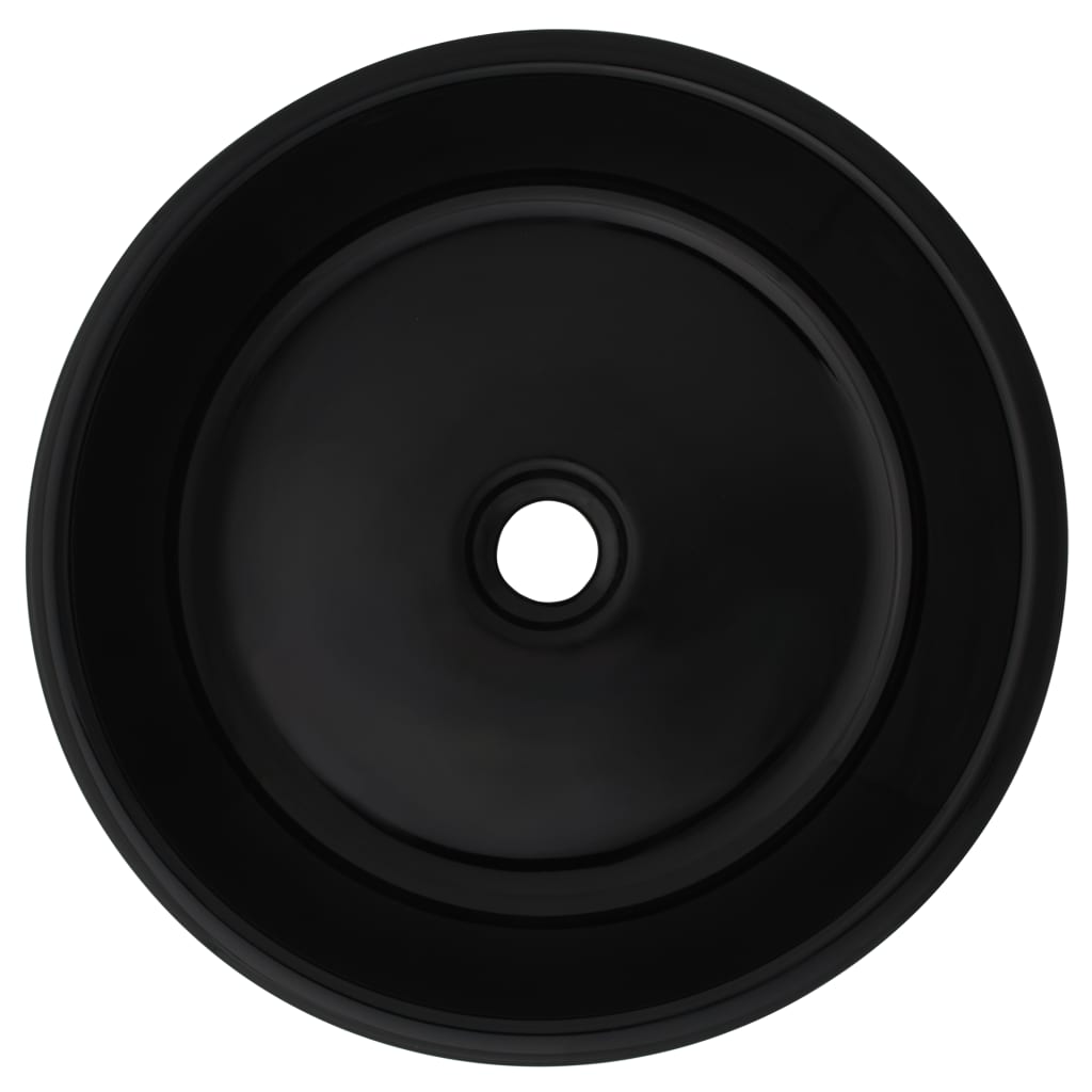 vidaXL Lavabo rond céramique noir 42x12 cm