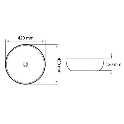 vidaXL Lavabo rond céramique noir 42x12 cm