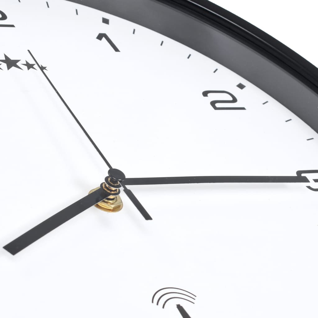 vidaXL Horloge murale radioguidée Mouvement à quartz 31 cm Blanc/noir