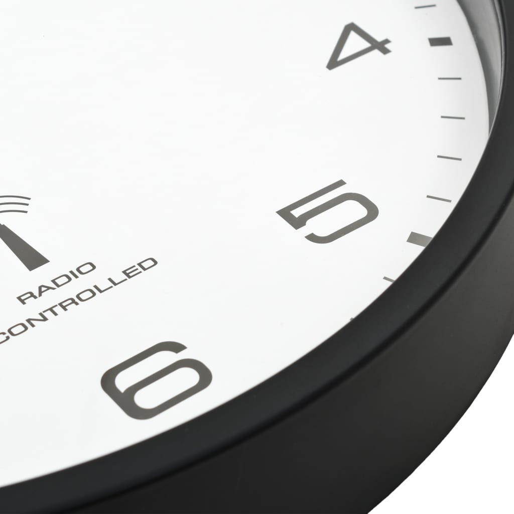 vidaXL Horloge murale radioguidée Mouvement à quartz 31 cm Blanc/noir