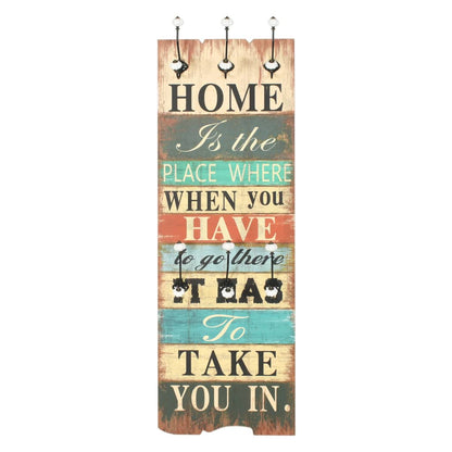 vidaXL Porte-manteau mural avec 6 crochets 120 x 40 cm HOME IS