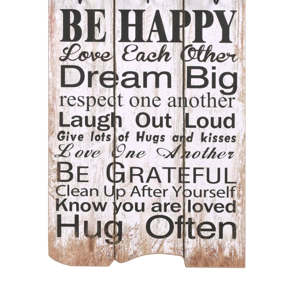 vidaXL Porte-manteau mural avec 6 crochets 120 x 40 cm FAMILY RULES