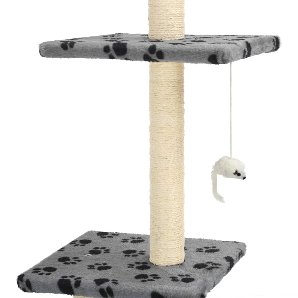 vidaXL Arbre à chat avec griffoirs en sisal 260 cm Gris Motif pattes