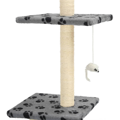 vidaXL Arbre à chat avec griffoirs en sisal 260 cm Gris Motif pattes