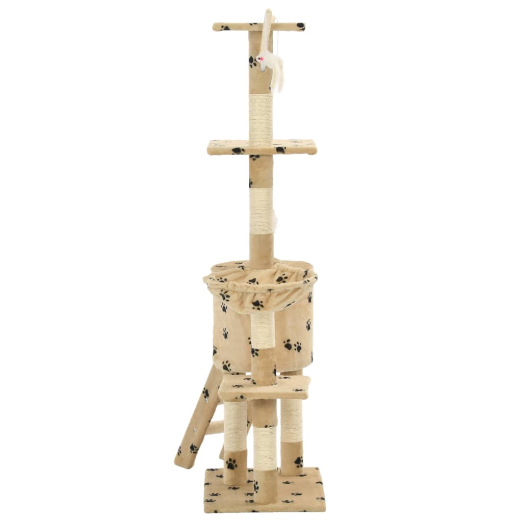 vidaXL Arbre à chat avec griffoir en sisal 138cm Beige Motif de pattes