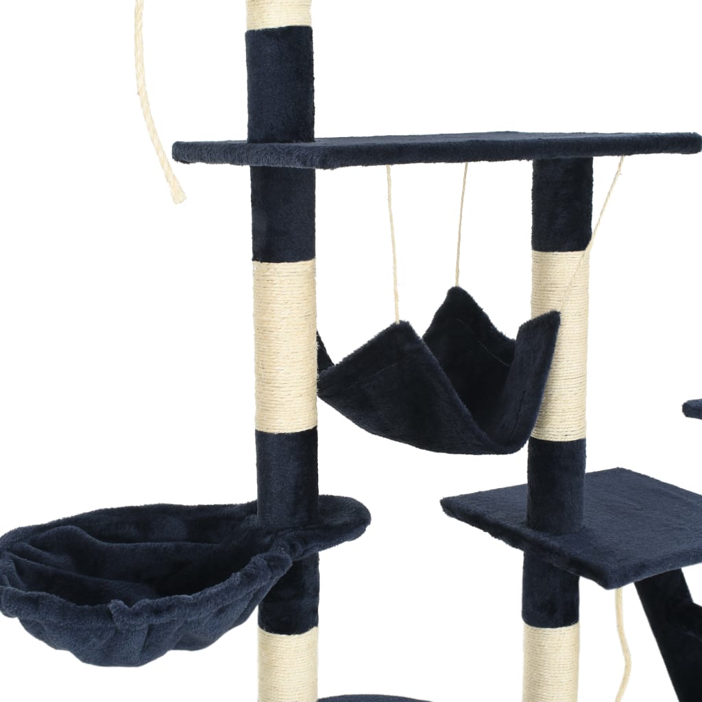 vidaXL Arbre à chat avec griffoirs en sisal 230-250 cm Bleu