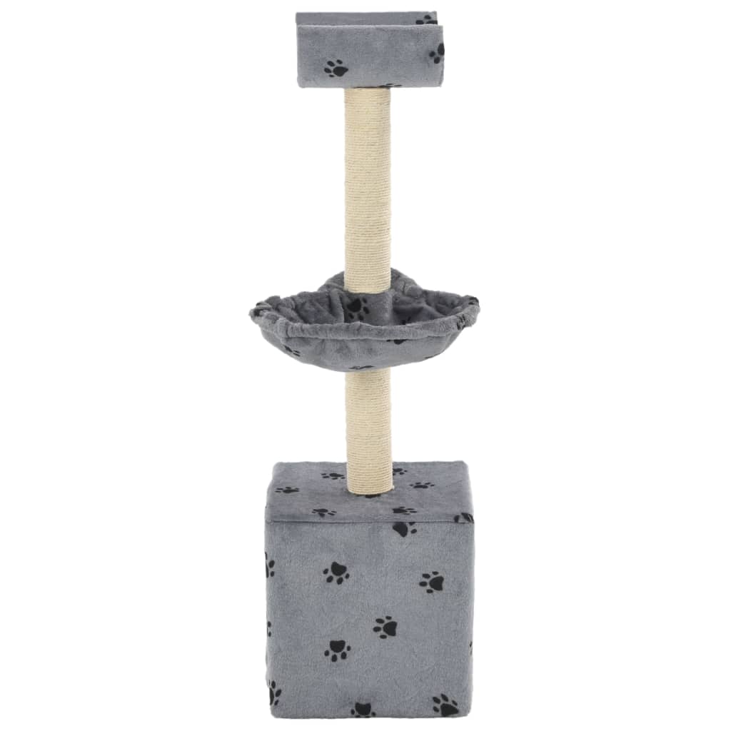 vidaXL Arbre à chat et griffoir Sisal 105 cm Empreintes de pattes Gris