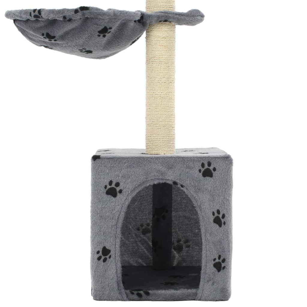 vidaXL Arbre à chat et griffoir Sisal 105 cm Empreintes de pattes Gris