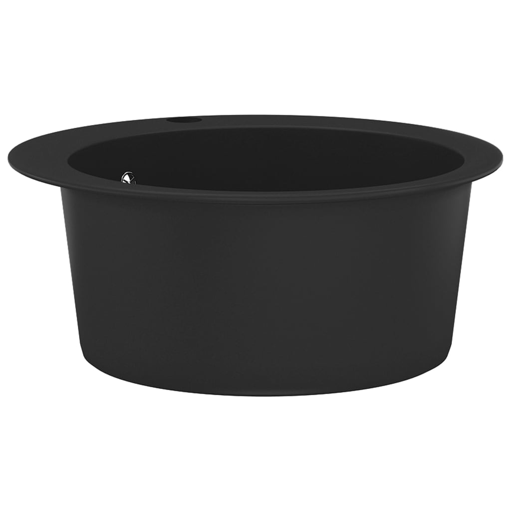 vidaXL Évier de cuisine en granit Bac unique Rond Noir