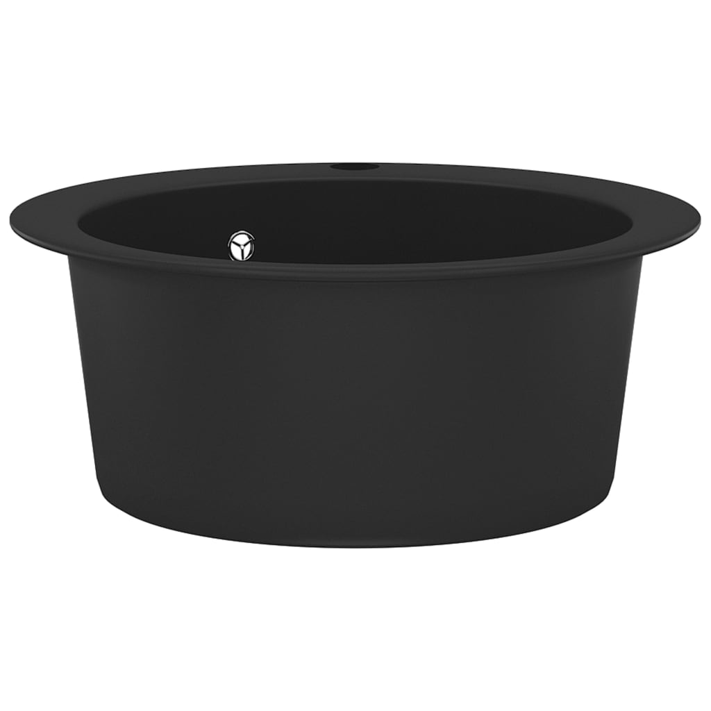 vidaXL Évier de cuisine en granit Bac unique Rond Noir
