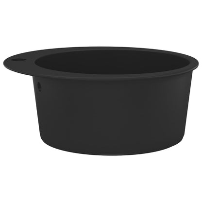 vidaXL Évier de cuisine en granit Bac unique Rond Noir