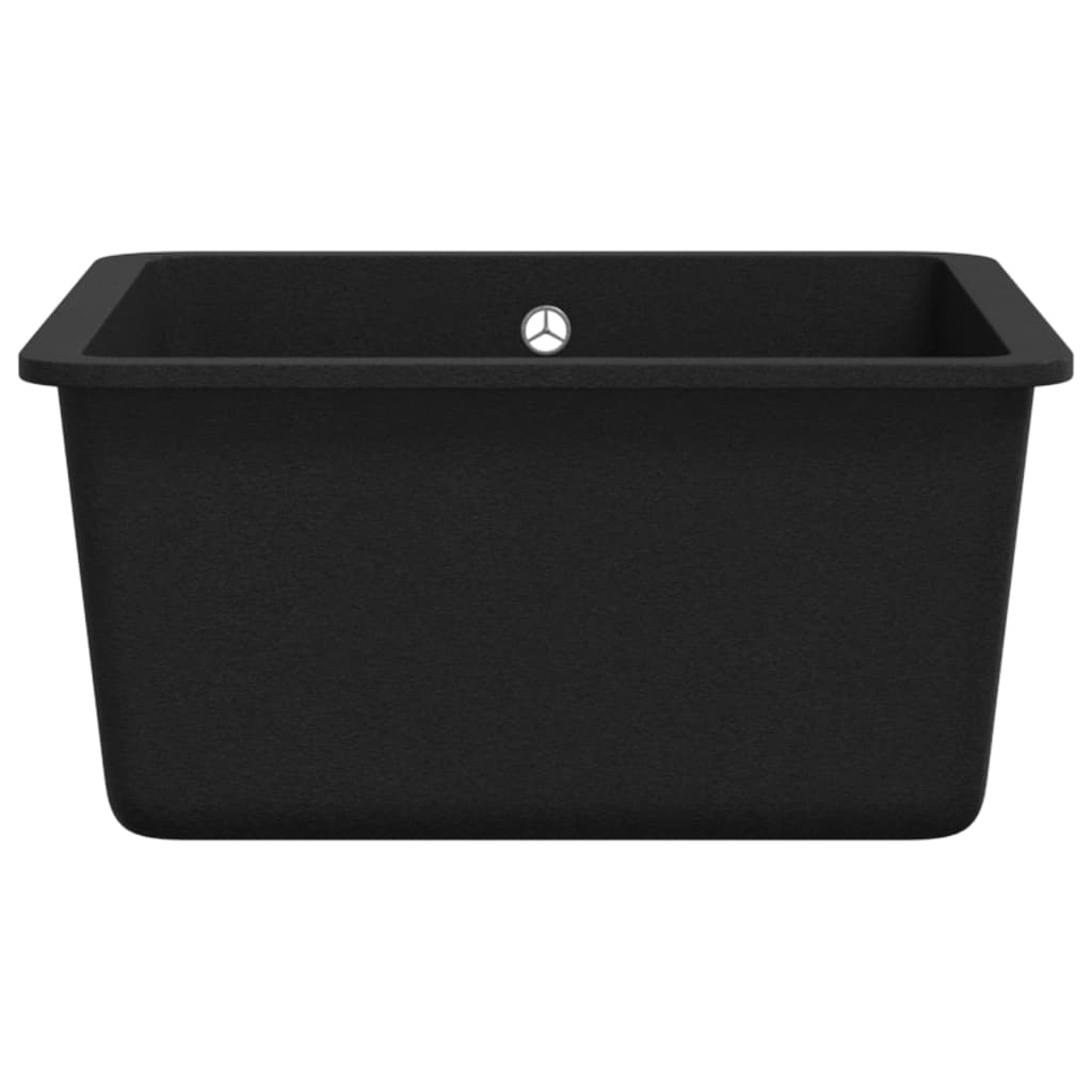 vidaXL Évier de cuisine en granit Bac unique Noir