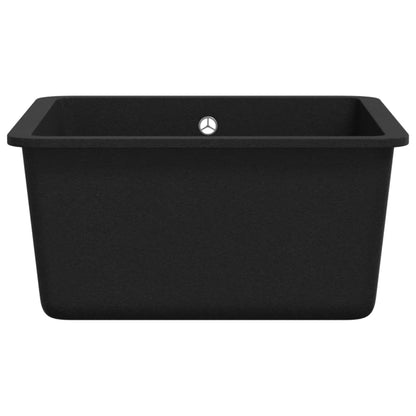 vidaXL Évier de cuisine en granit Bac unique Noir