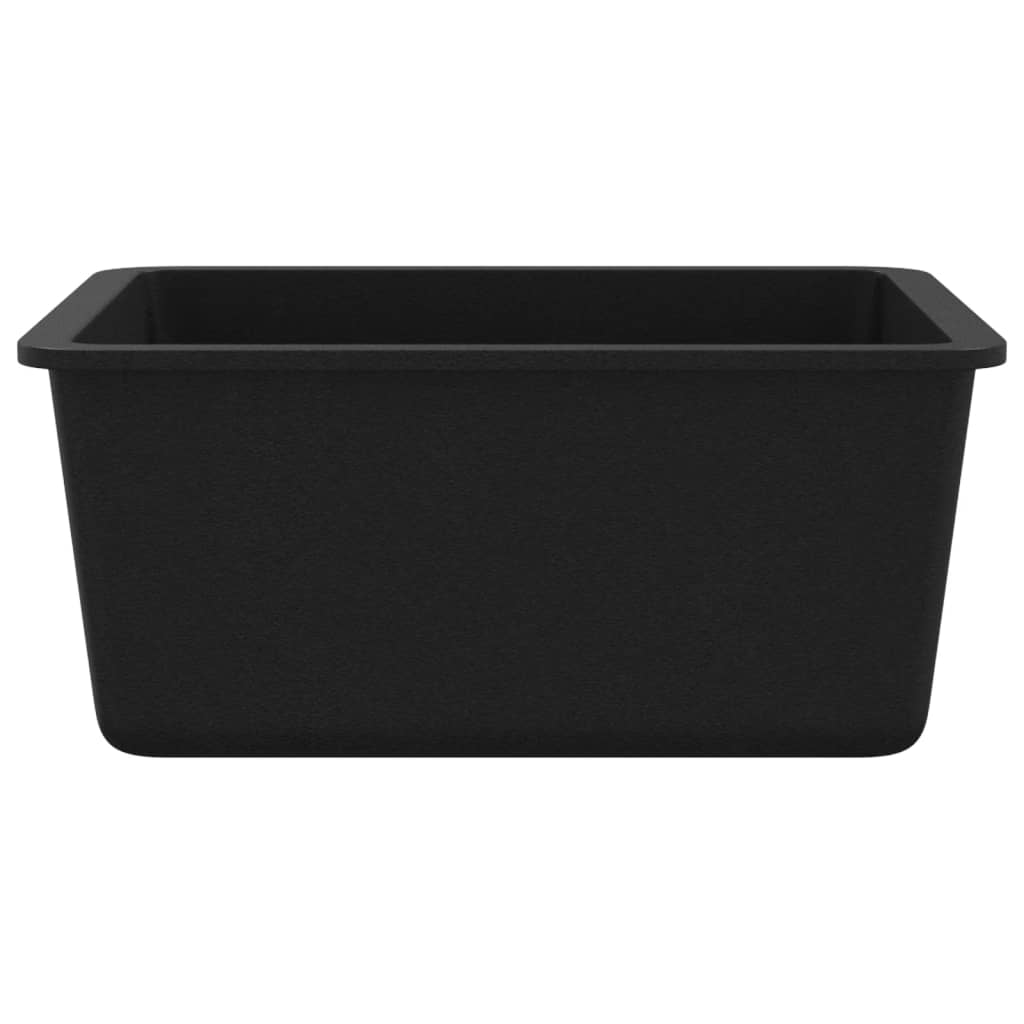 vidaXL Évier de cuisine en granit Bac unique Noir