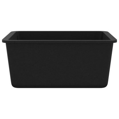 vidaXL Évier de cuisine en granit Bac unique Noir