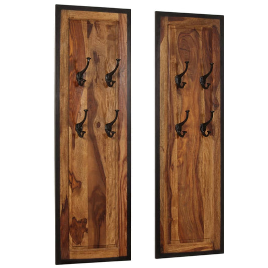 vidaXL Portemanteaux 2 pcs Bois solide de Sesham