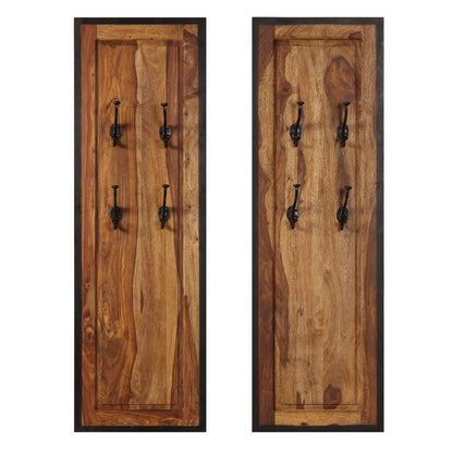 vidaXL Portemanteaux 2 pcs Bois solide de Sesham