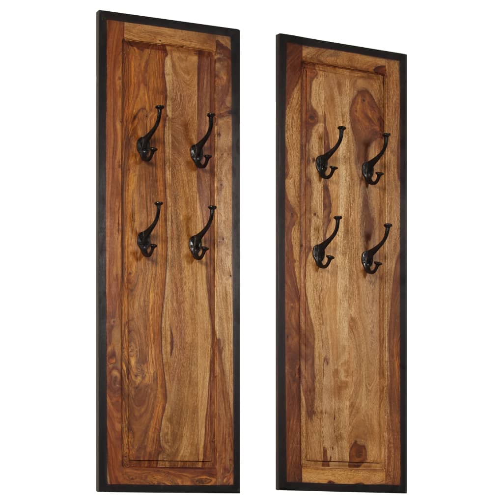 vidaXL Portemanteaux 2 pcs Bois solide de Sesham