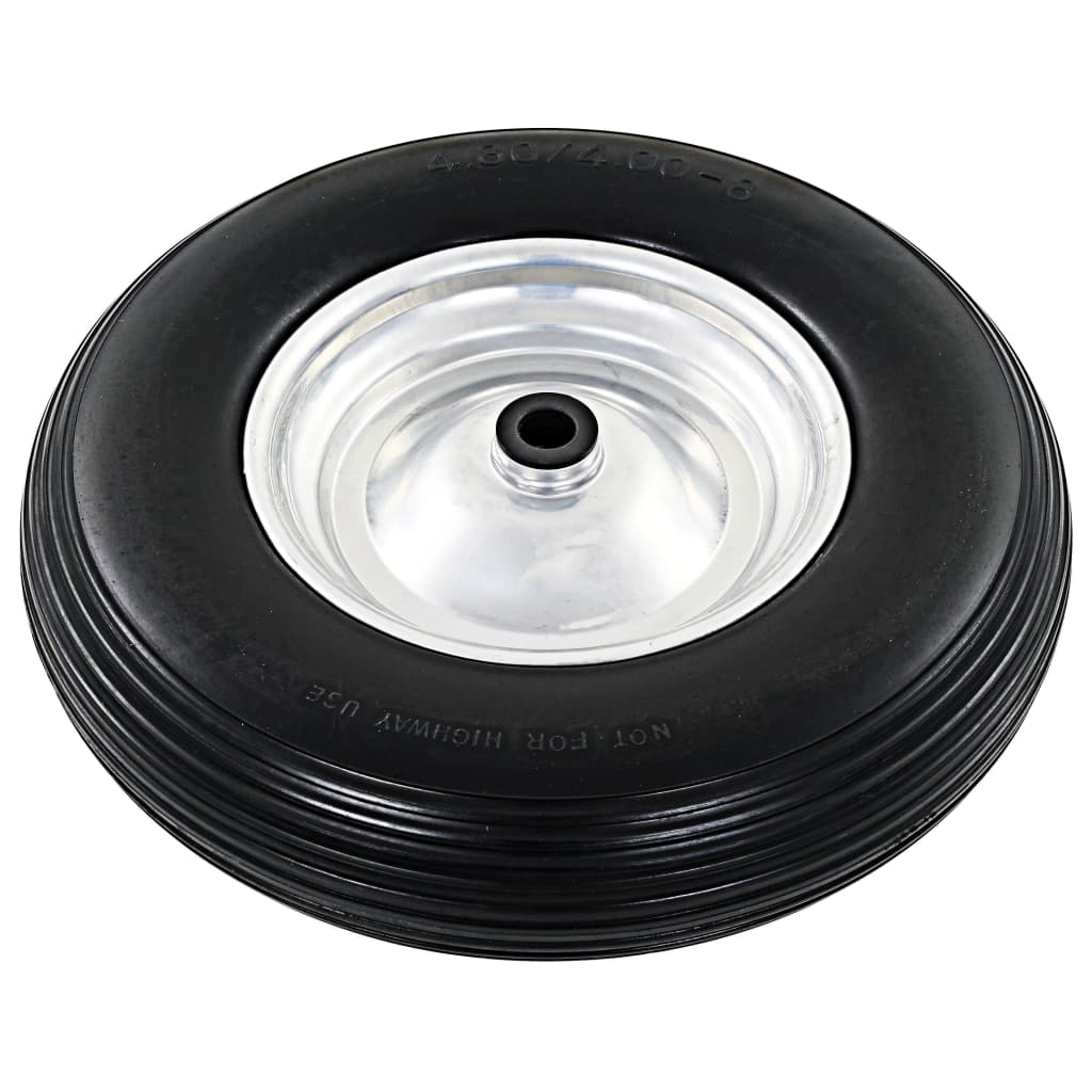 vidaXL Roue de brouette avec axe 2 pcs PU solide 4.00-8 390 mm