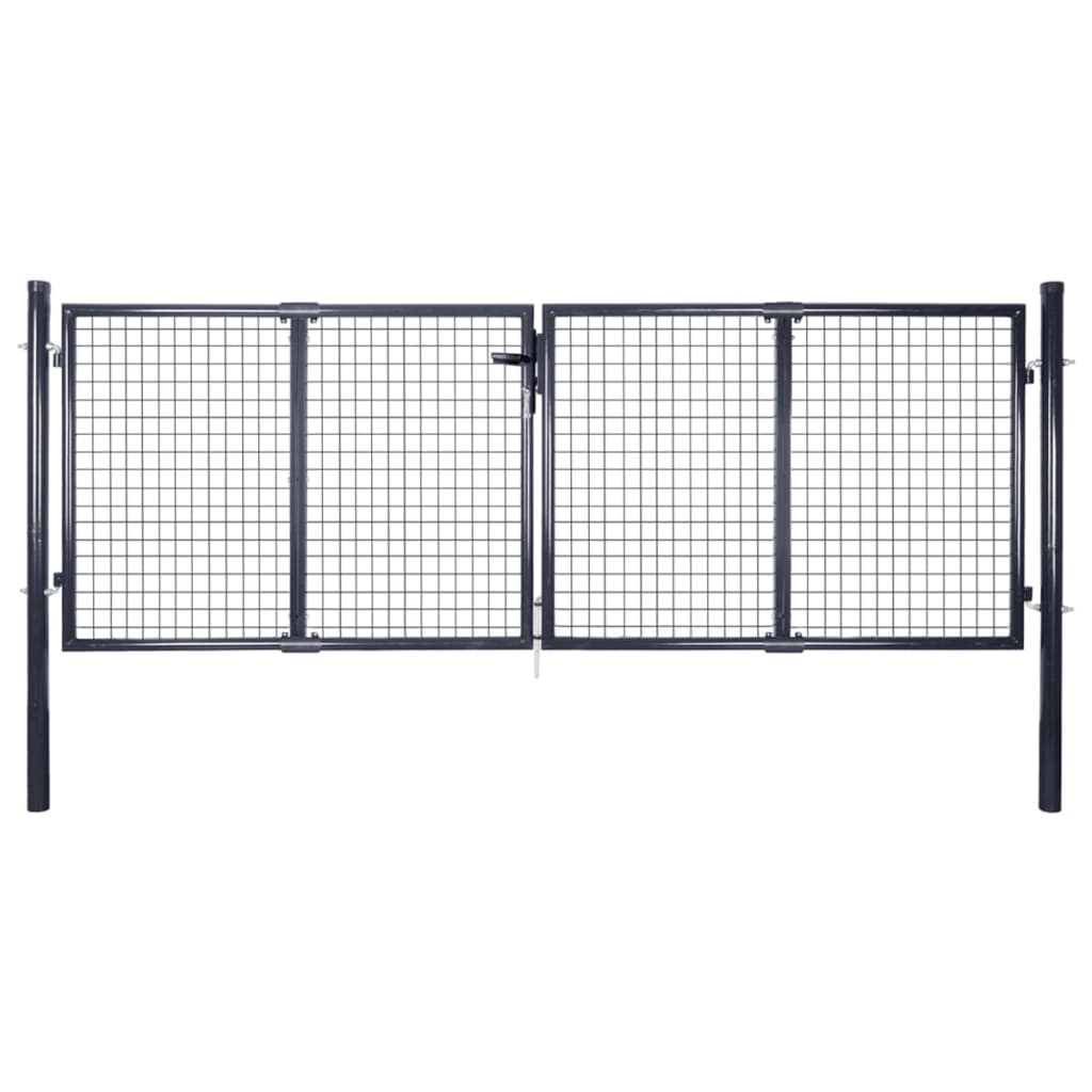 vidaXL Portail en maille de jardin Acier galvanisé 289x75 cm Gris