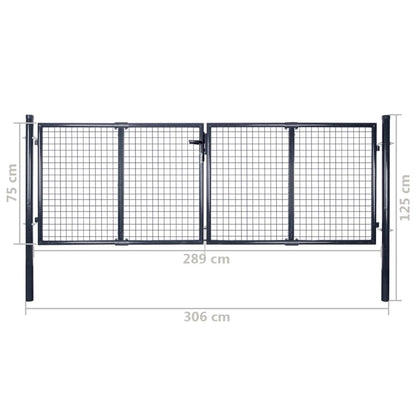 vidaXL Portail en maille de jardin Acier galvanisé 289x75 cm Gris