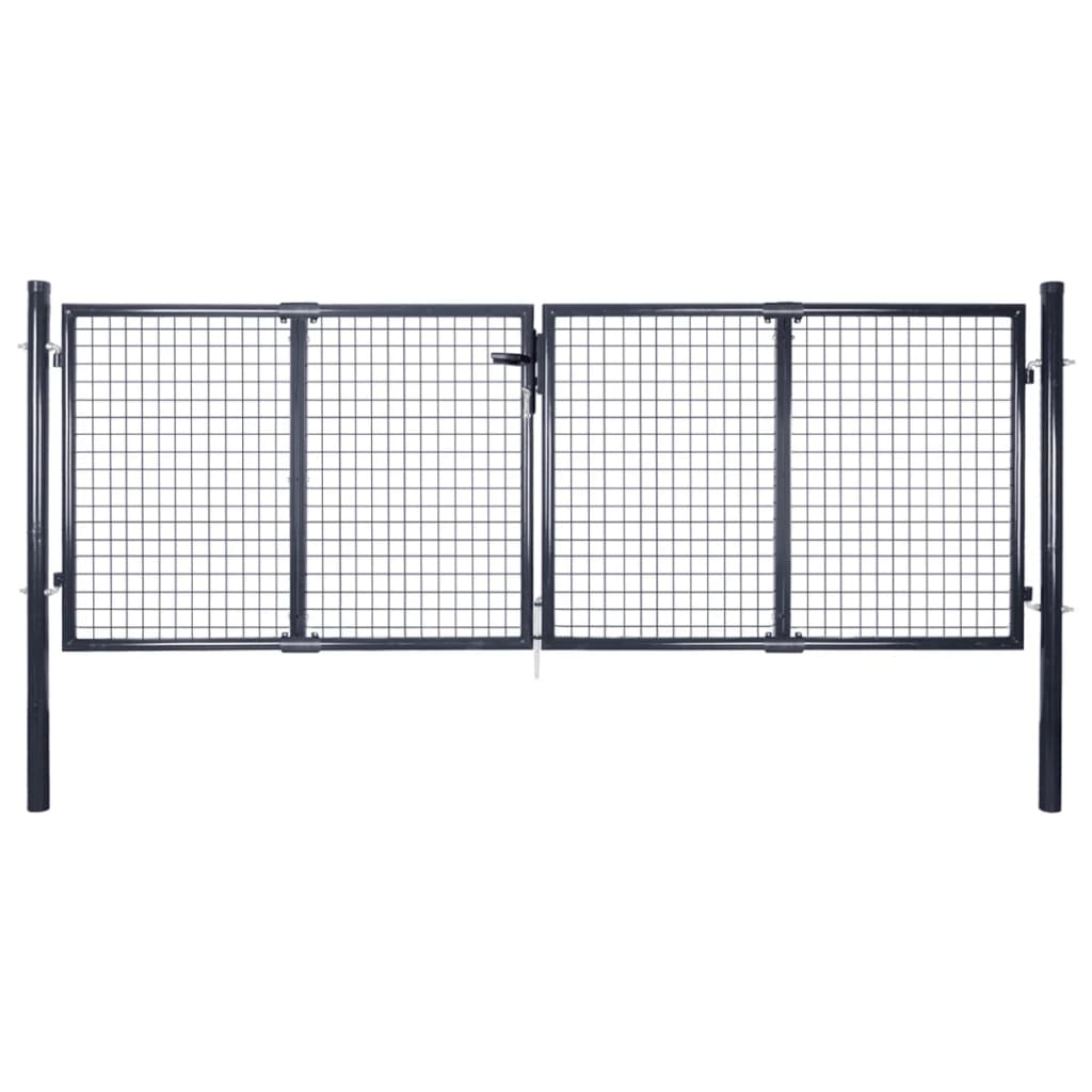 vidaXL Portail en maille Acier galvanisé 289x100 cm Gris