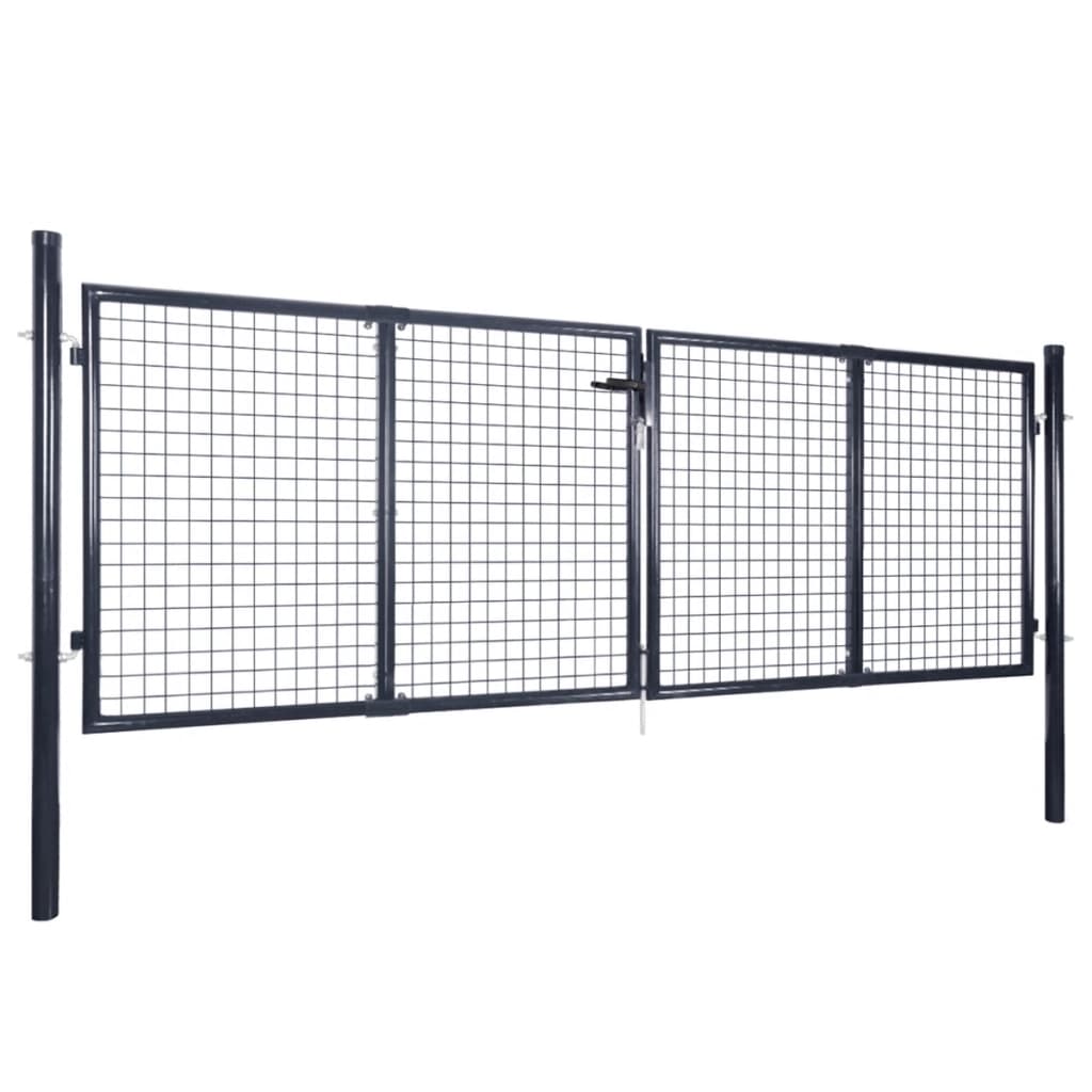 vidaXL Portail en maille Acier galvanisé 289x100 cm Gris
