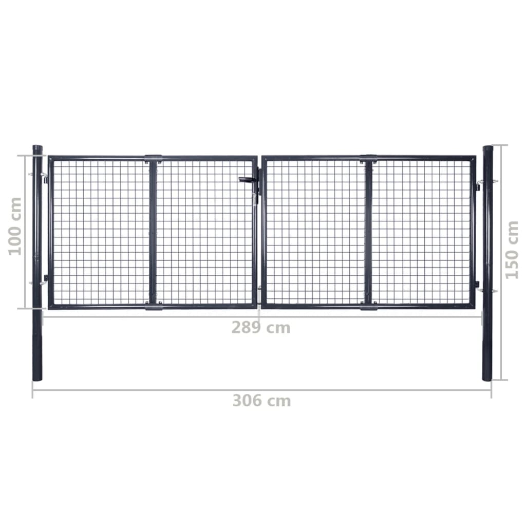 vidaXL Portail en maille Acier galvanisé 289x100 cm Gris