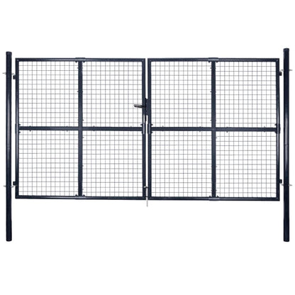 vidaXL Portail en maille Acier galvanisé 289x150 cm Gris