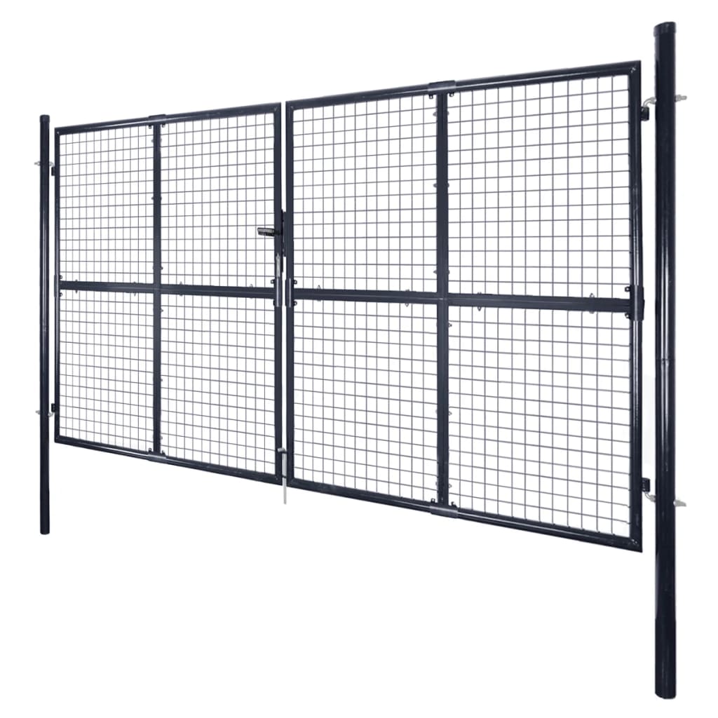 vidaXL Portail en maille Acier galvanisé 289x150 cm Gris