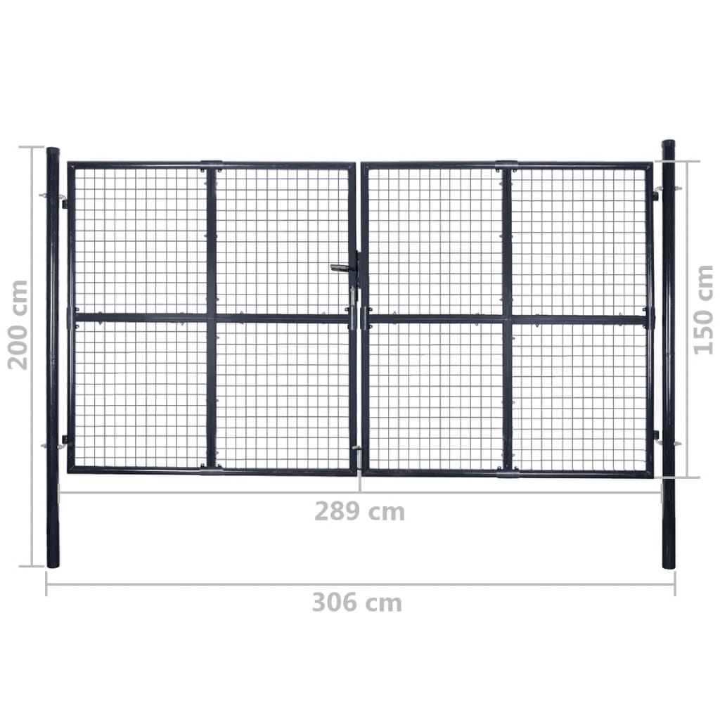 vidaXL Portail en maille Acier galvanisé 289x150 cm Gris