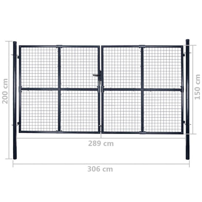 vidaXL Portail en maille Acier galvanisé 289x150 cm Gris