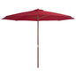 vidaXL Parasol avec mât en bois 350 cm Bordeaux
