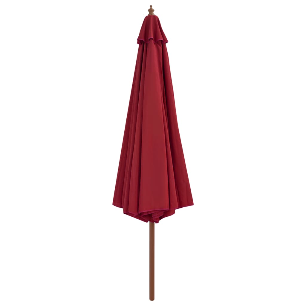 vidaXL Parasol avec mât en bois 350 cm Bordeaux