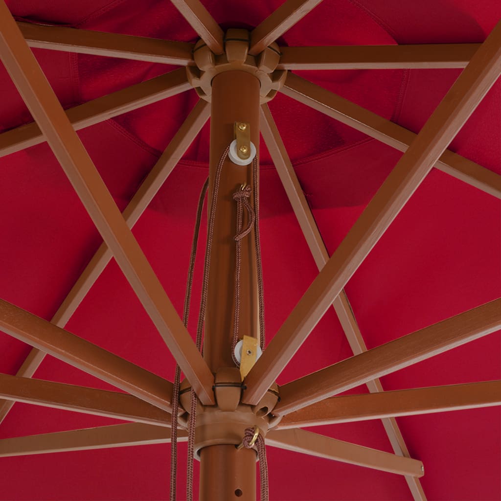 vidaXL Parasol avec mât en bois 350 cm Bordeaux