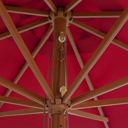 vidaXL Parasol avec mât en bois 350 cm Bordeaux