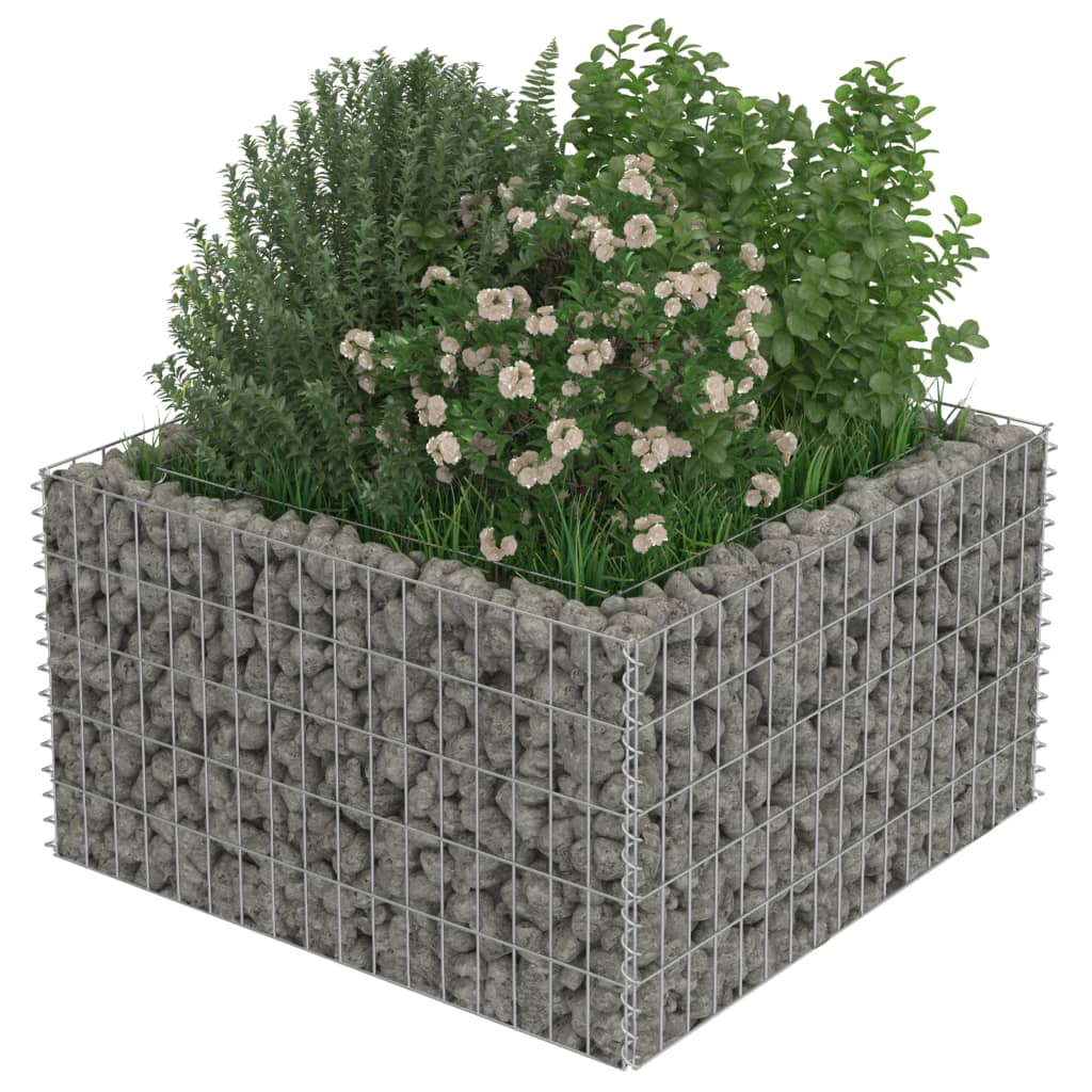 vidaXL Lit surélevé à gabion Acier galvanisé 90x90x50 cm