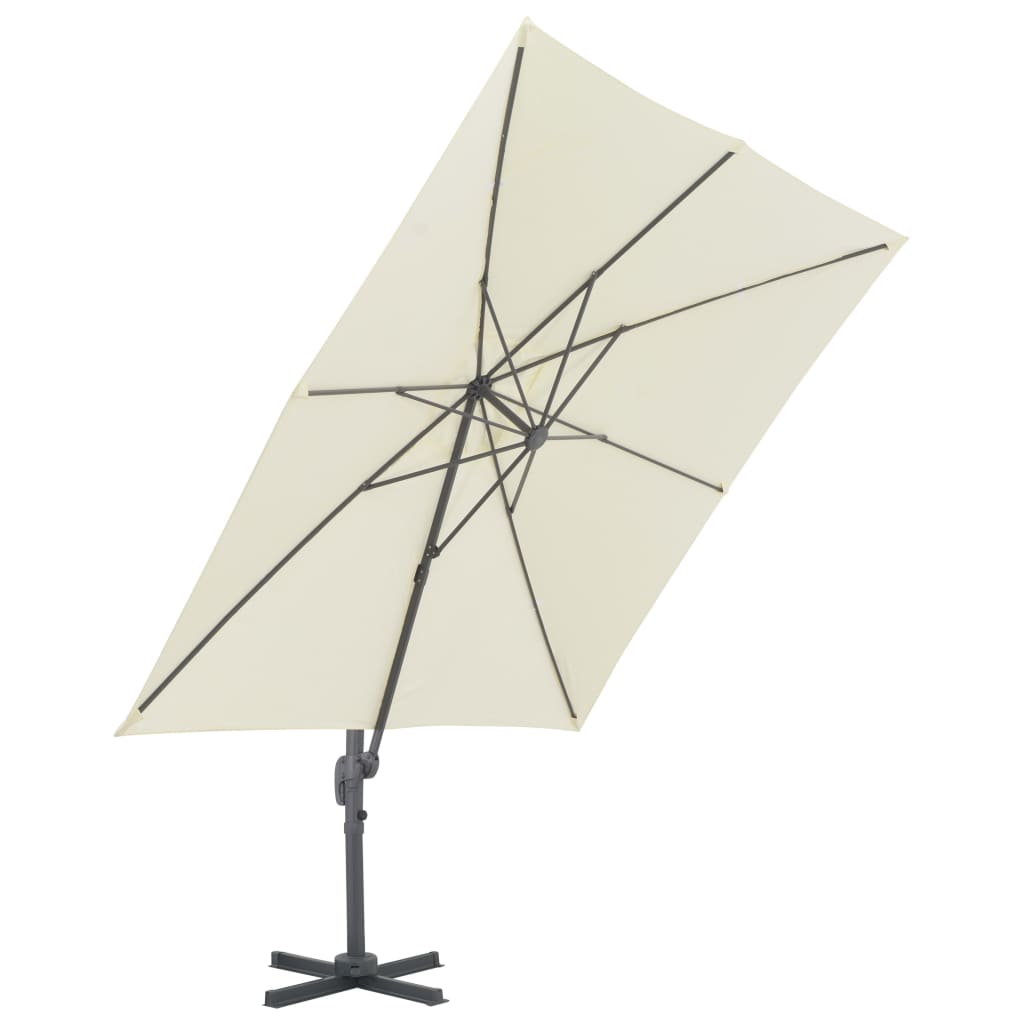 vidaXL Parasol de jardin en porte-à-faux et poteau en aluminium sable