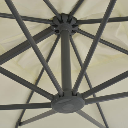 vidaXL Parasol de jardin en porte-à-faux et poteau en aluminium sable