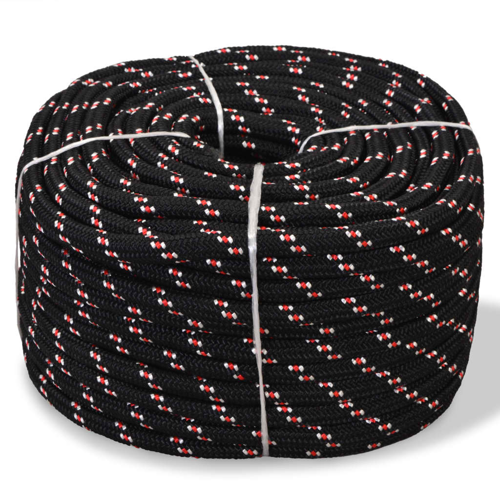 vidaXL Corde de bateau Polypropylène 18 mm 50 m Noir