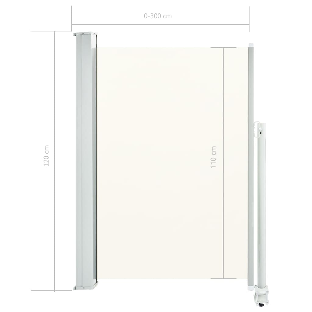 vidaXL Auvent latéral rétractable de patio 120 x 300 cm Blanc cassé