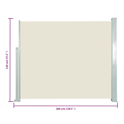 vidaXL Auvent latéral rétractable 120 x 300 cm Blanc cassé