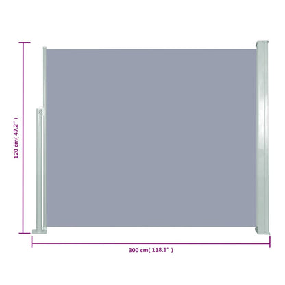 vidaXL Auvent latéral rétractable 120 x 300 cm Gris