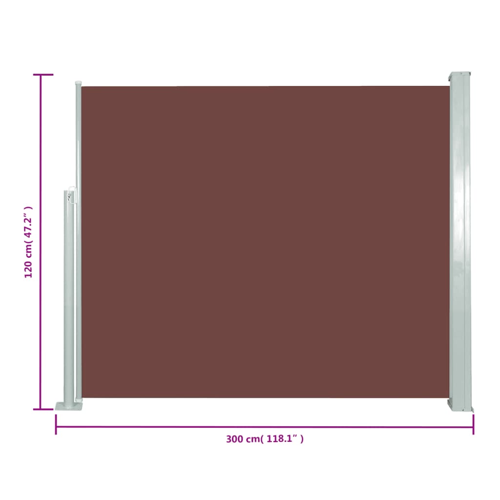 vidaXL Auvent latéral rétractable 120 x 300 cm Marron