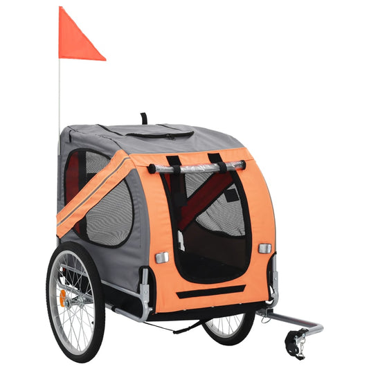 vidaXL Remorque de vélo pour animaux de compagnie orange et gris
