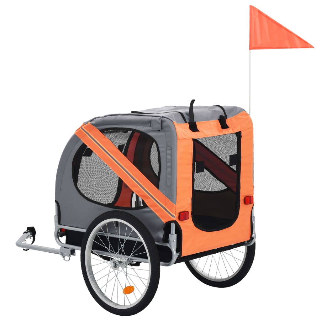 vidaXL Remorque de vélo pour animaux de compagnie orange et gris