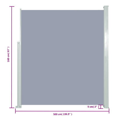 vidaXL Auvent latéral rétractable 160 x 500 cm Gris