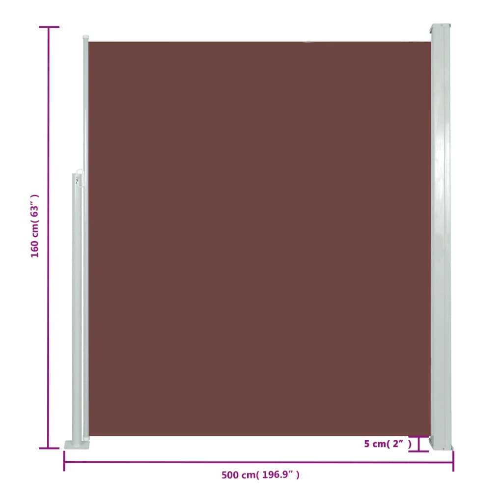 vidaXL Auvent latéral rétractable 160 x 500 cm Marron