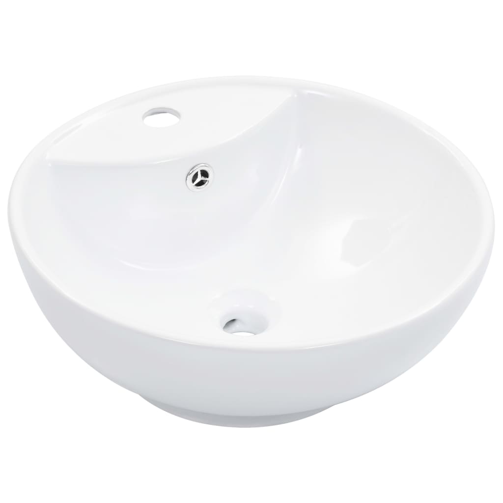 vidaXL Lavabo avec trop-plein 46,5 x 18 cm Céramique Blanc