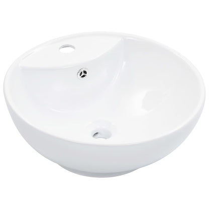 vidaXL Lavabo avec trop-plein 46,5 x 18 cm Céramique Blanc